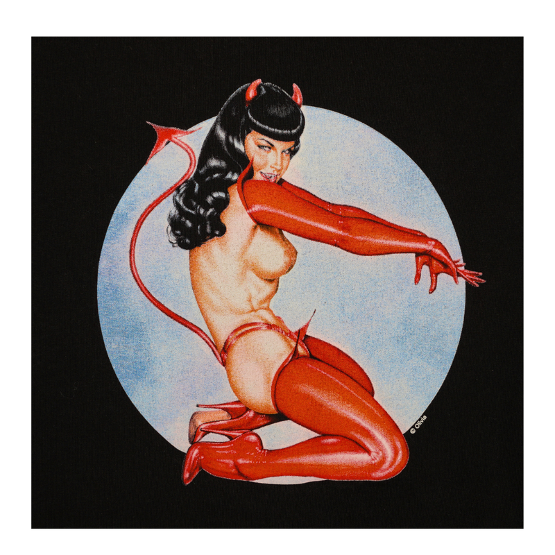 1990s Devil Pin-Up Olivia Bettie Page Style Graphic Tee