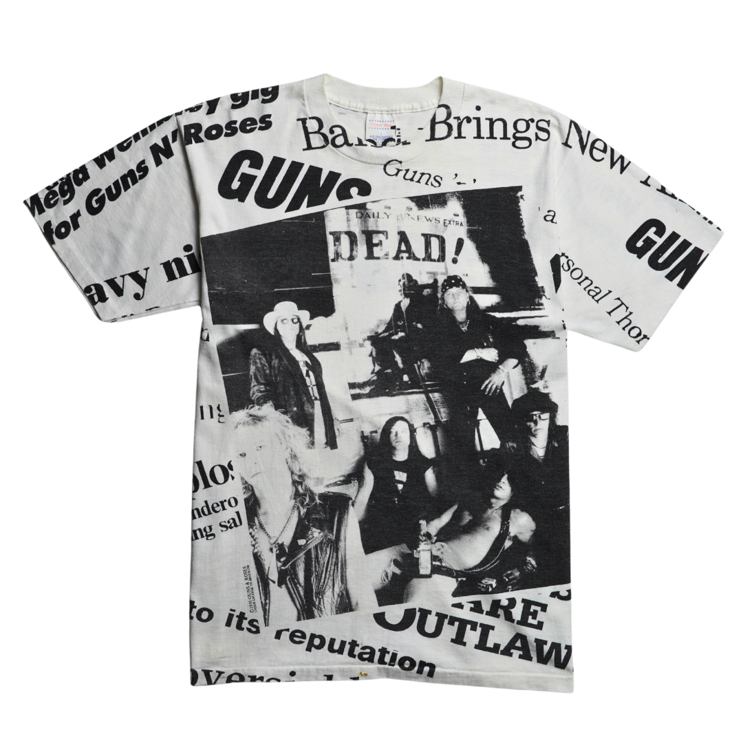 1991 Guns N’ Roses Vintage All-Over Print Newspaper Tee