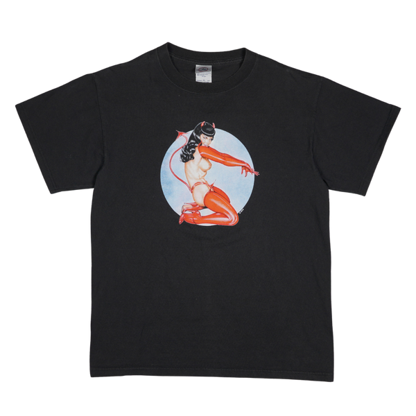 1990s Devil Pin-Up Olivia Bettie Page Style Graphic Tee