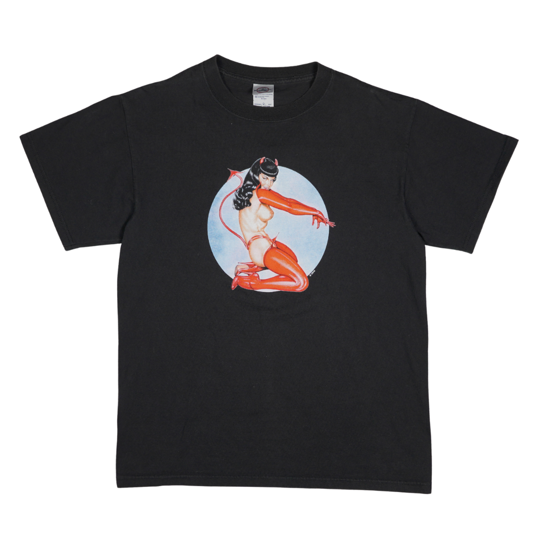 1990s Devil Pin-Up Olivia Bettie Page Style Graphic Tee