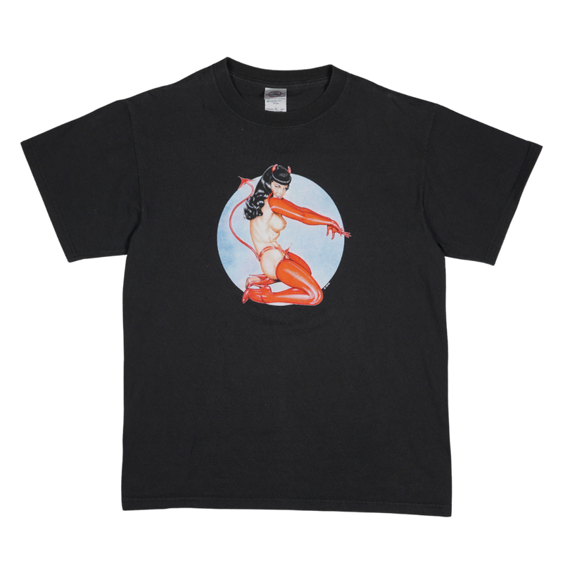 1990s Devil Pin-Up Olivia Bettie Page Style Graphic Tee