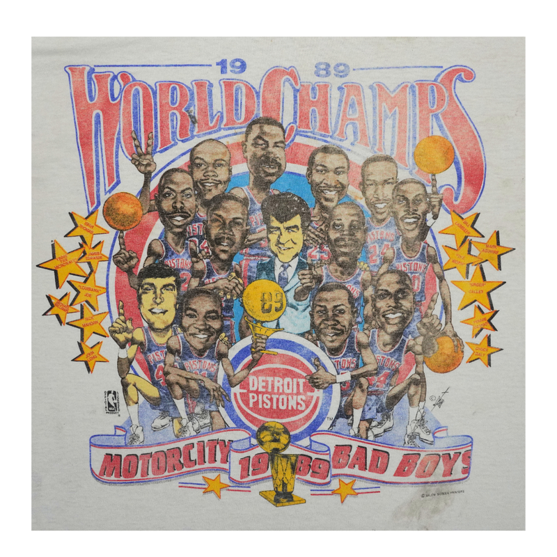 1989 Detroit Pistons NBA Champs Bad Boys Caricature Tee