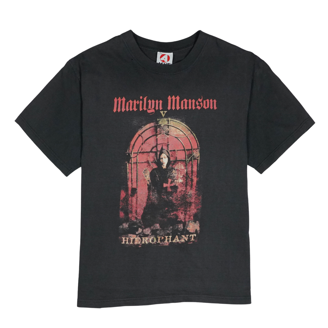 2000s Marilyn Manson Hierophant Gothic Print Tee