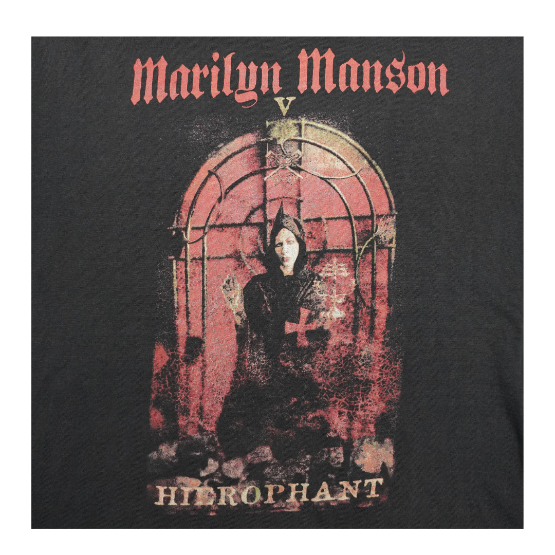 2000s Marilyn Manson Hierophant Gothic Print Tee