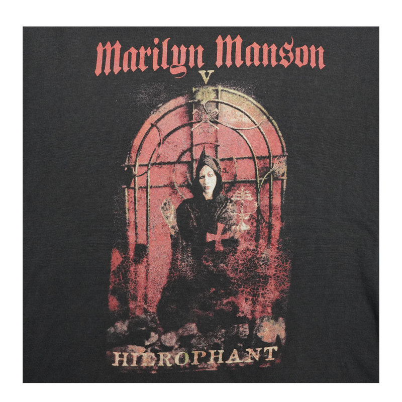 2000s Marilyn Manson Hierophant Gothic Print Tee
