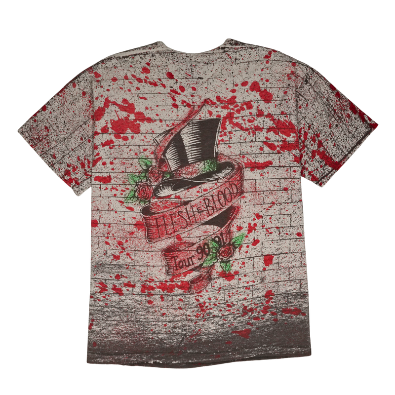 1990 Poison Flesh & Blood Tour All Over Print Tee