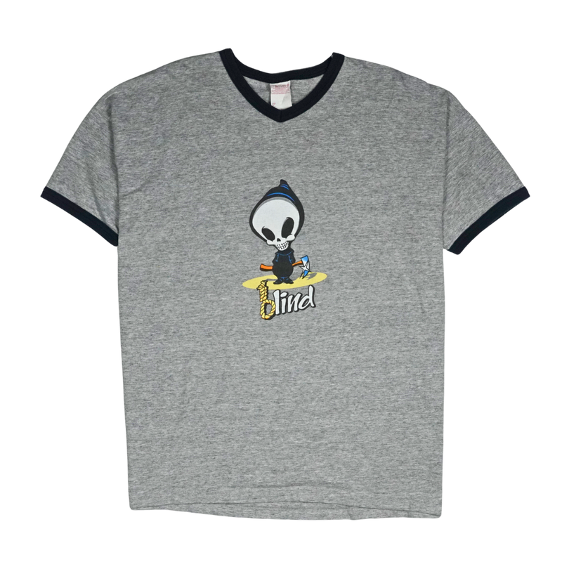 1990s Blind Skateboards Grim Reaper Logo Ringer Tee