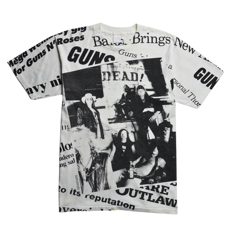 1991 Guns N’ Roses Vintage All-Over Print Newspaper Tee