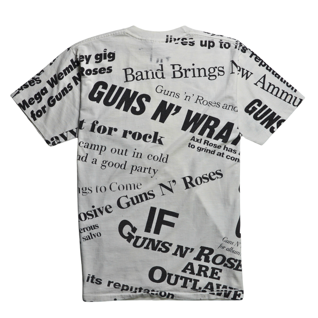 1991 Guns N’ Roses Vintage All-Over Print Newspaper Tee