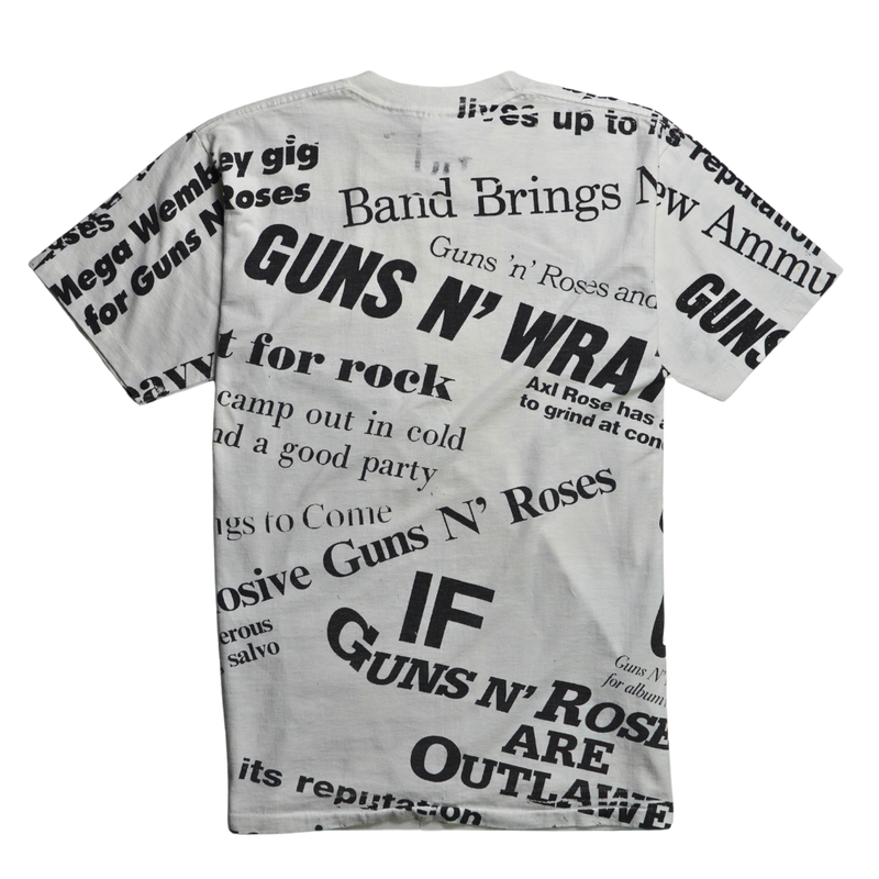 1991 Guns N’ Roses Vintage All-Over Print Newspaper Tee