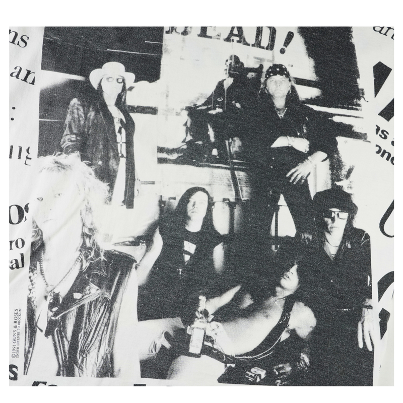 1991 Guns N’ Roses Vintage All-Over Print Newspaper Tee