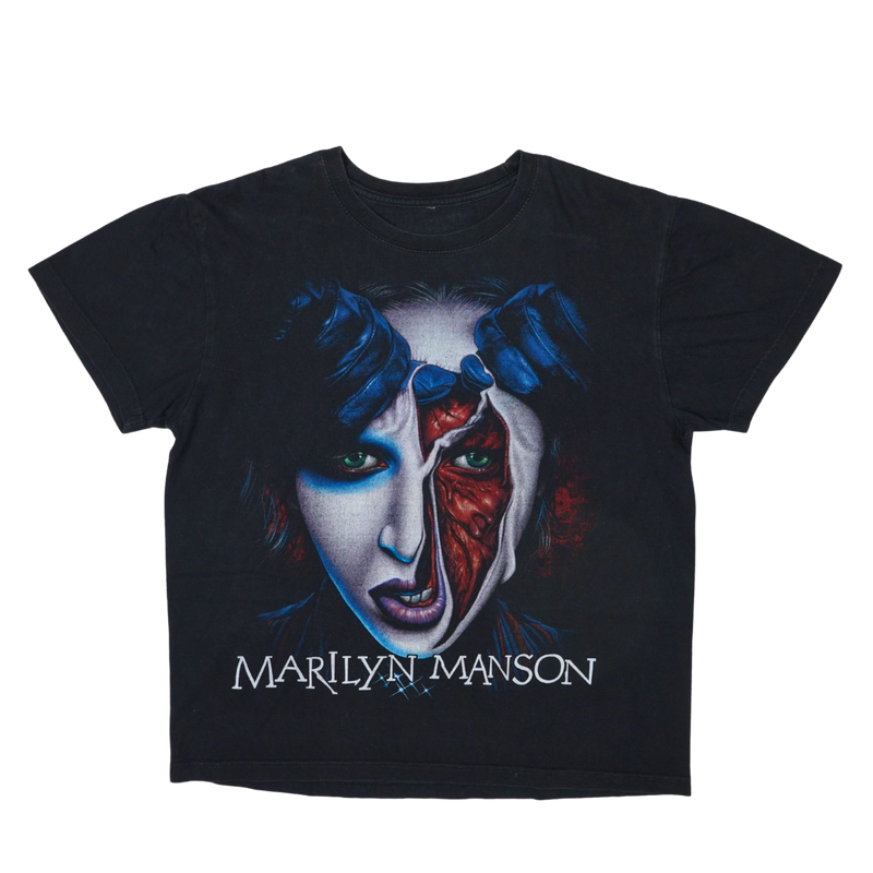 2003 Marilyn Manson Ripped Face Double Sided Tee