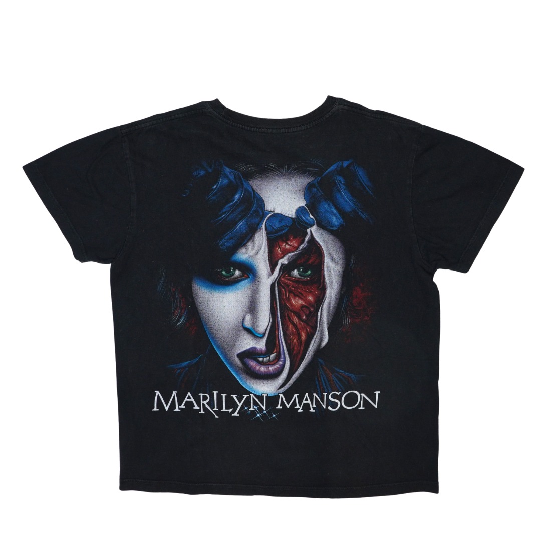 2003 Marilyn Manson Ripped Face Double Sided Tee