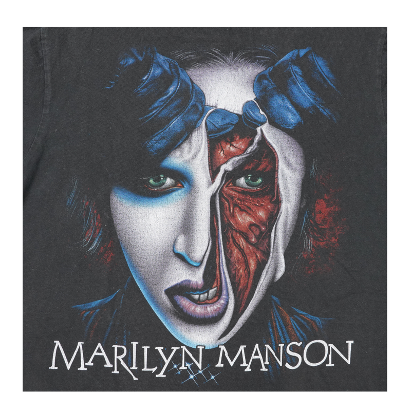 2003 Marilyn Manson Ripped Face Double Sided Tee