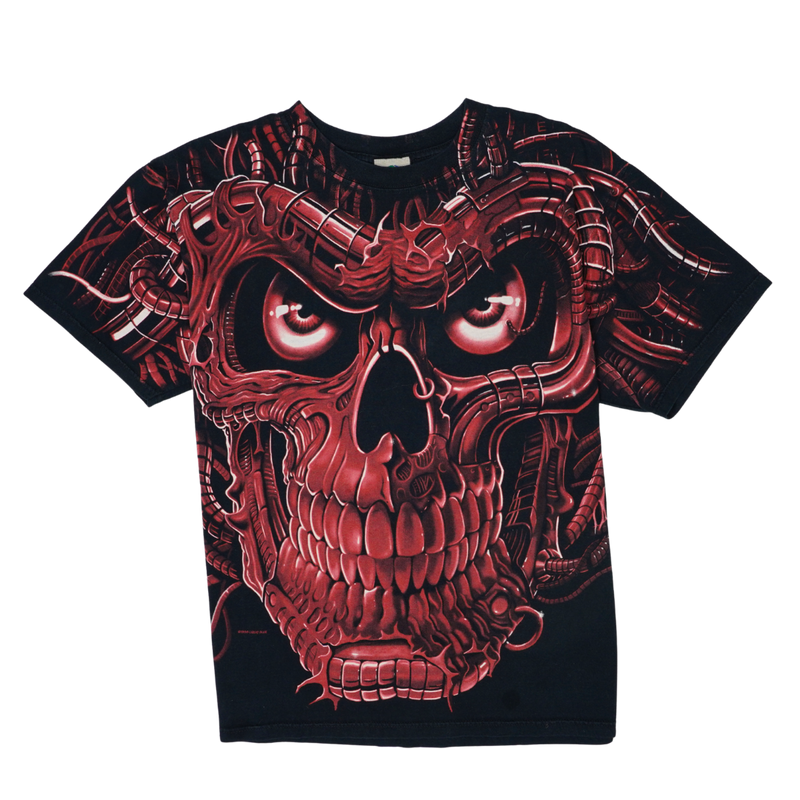 1998 Liquid Blue Cyber Skull Anatomy All Over Print Tee