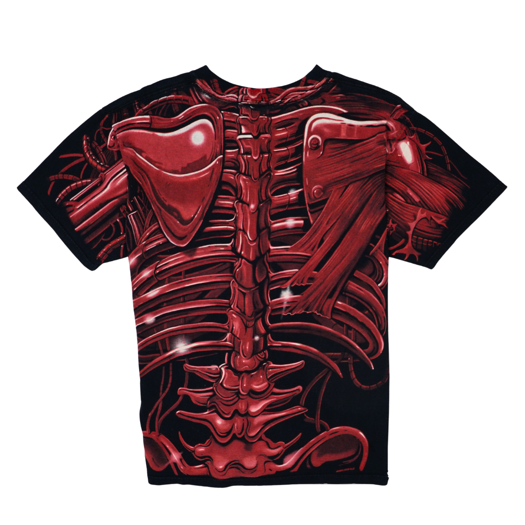 1998 Liquid Blue Cyber Skull Anatomy All Over Print Tee