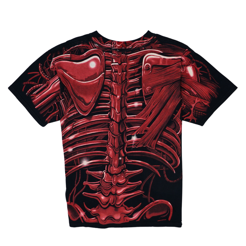 1998 Liquid Blue Cyber Skull Anatomy All Over Print Tee