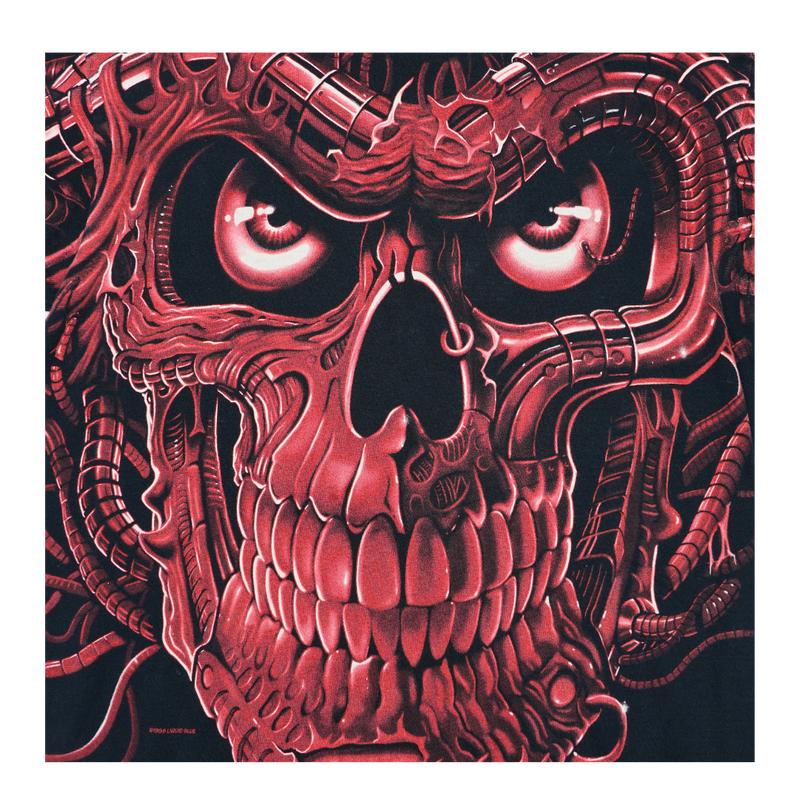 1998 Liquid Blue Cyber Skull Anatomy All Over Print Tee