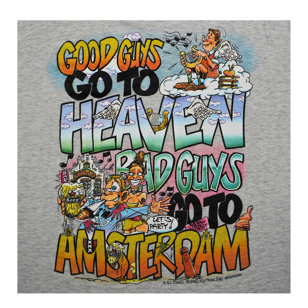 1990s Amsterdam Good Guys Bad Guys Cartoon Tee